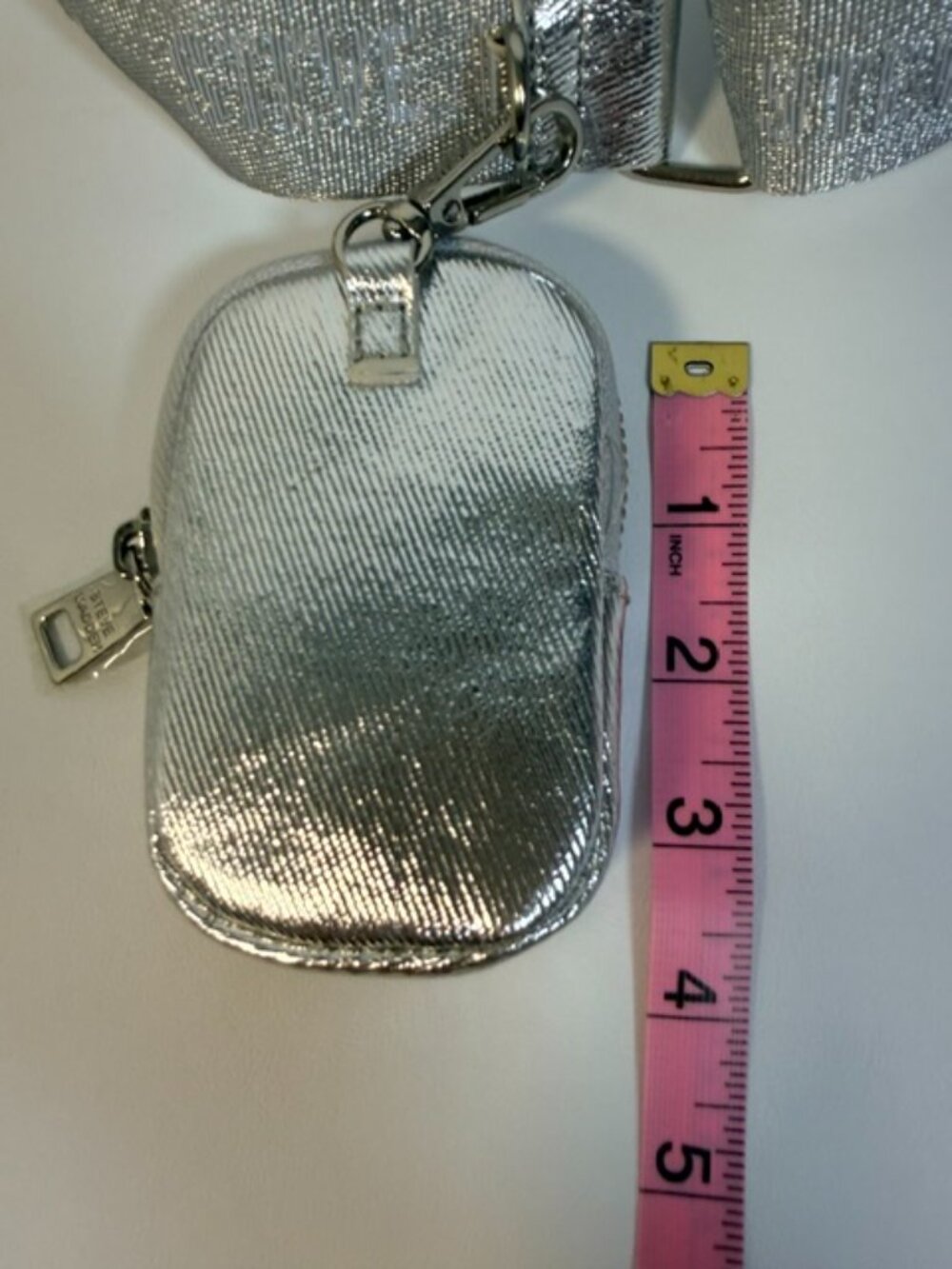 NWT Steve Madden Metallic Silver Heart Charm Shoulder Strap Handles - Picture 8 of 11